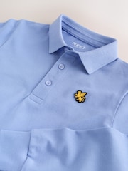 Light Blue Griffin Long Sleeve Polo Shirt (3-16yrs) - Image 4 of 4