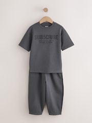 Charcoal Grey Relaxed Fit Heavyweight T-Shirt and Joggers Set (3-16yrs) - Image 1 of 5