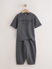 Charcoal Grey Relaxed Fit Heavyweight T-Shirt and Joggers Set (3-16yrs) - Image 2 of 5