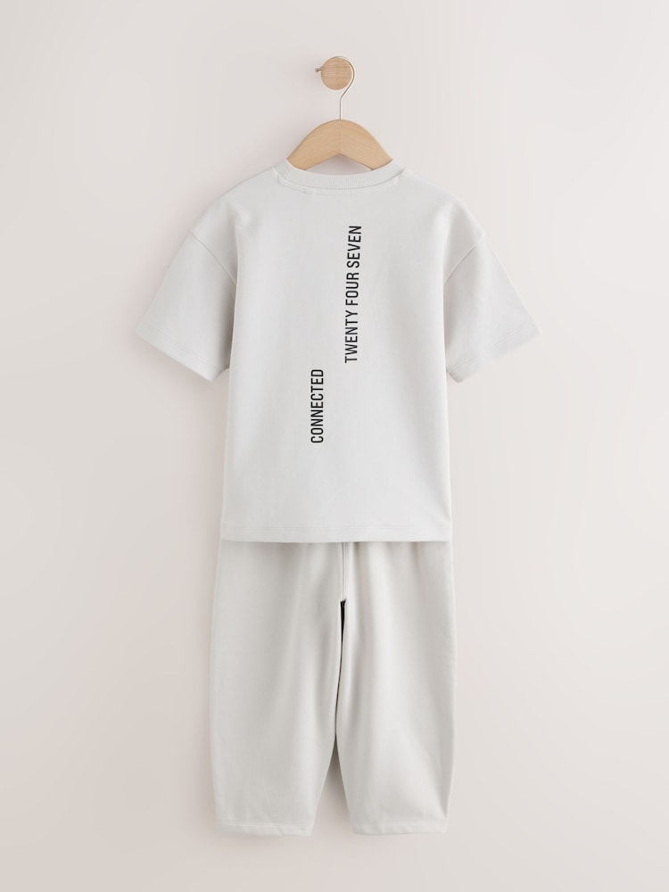 Light Grey Relaxed Fit Heavyweight T-Shirt and Joggers Set (3-16yrs) - Image 2 of 6 Light Grey Relaxed Fit Heavyweight T-Shirt and Joggers Set (3-16yrs) - Image 2 of 6