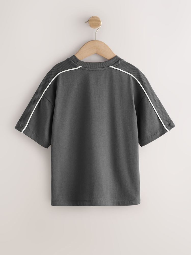 Grey Piping Relaxed Fit Short Sleeve Graphic T-Shirt (3-16yrs) - Image 2 of 4 Grey Piping Relaxed Fit Short Sleeve Graphic T-Shirt (3-16yrs) - Image 2 of 4