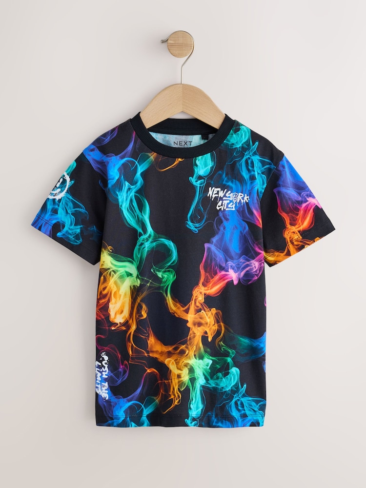 Black Rainbow Regular Fit Short Sleeve All-Over Print T-Shirt (3-16yrs) - Image 1 of 5