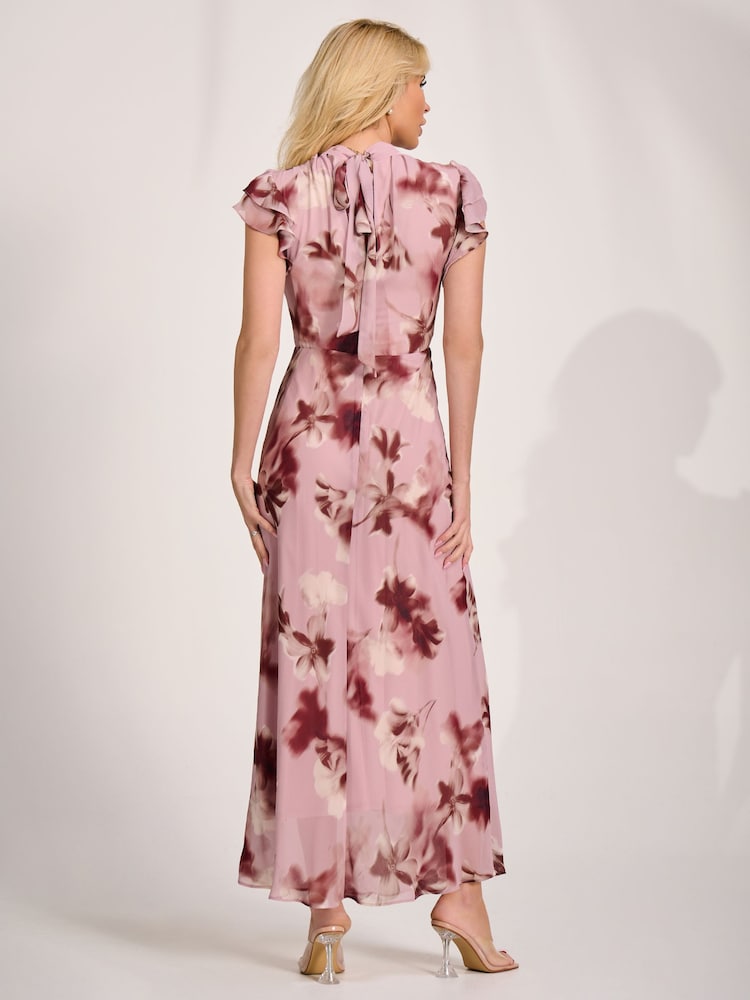 Rosa - Jolie Moi Alto Neck Ruffle Sleeve Chiffon Maxi Dress - Imagen 2 de 6