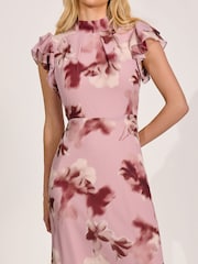 Rosa - Jolie Moi Alto Neck Ruffle Sleeve Chiffon Maxi Dress - Imagen 3 de 6