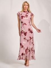 Rosa - Jolie Moi Alto Neck Ruffle Sleeve Chiffon Maxi Dress - Imagen 4 de 6