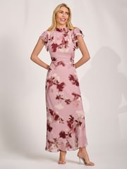 Rosa - Jolie Moi Alto Neck Ruffle Sleeve Chiffon Maxi Dress - Imagen 6 de 6