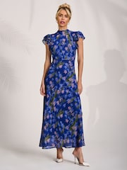 Azul - Jolie Moi Alto Neck Ruffle Sleeve Chiffon Maxi Dress - Imagen 1 de 6