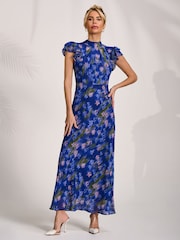 Azul - Jolie Moi Alto Neck Ruffle Sleeve Chiffon Maxi Dress - Imagen 5 de 6