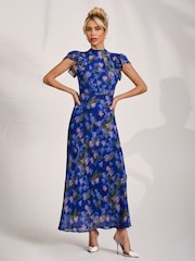 Azul - Jolie Moi Alto Neck Ruffle Sleeve Chiffon Maxi Dress - Imagen 6 de 6