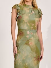 Verde - Jolie Moi Alto Neck Ruffle Sleeve Chiffon Maxi Dress - Imagen 3 de 6