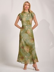 Verde - Jolie Moi Alto Neck Ruffle Sleeve Chiffon Maxi Dress - Imagen 6 de 6