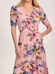 Jolie Moi Ruched Sleeve Mesh Maxi Dress - 圖片 3/6