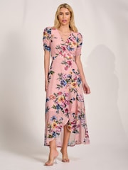 Jolie Moi Ruched Sleeve Mesh Maxi Dress - 圖片 4/6