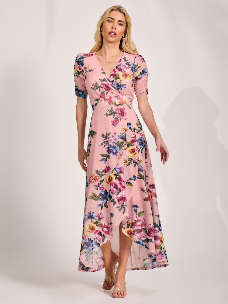 Jolie Moi Ruched Sleeve Mesh Maxi Dress - 圖片 6/6