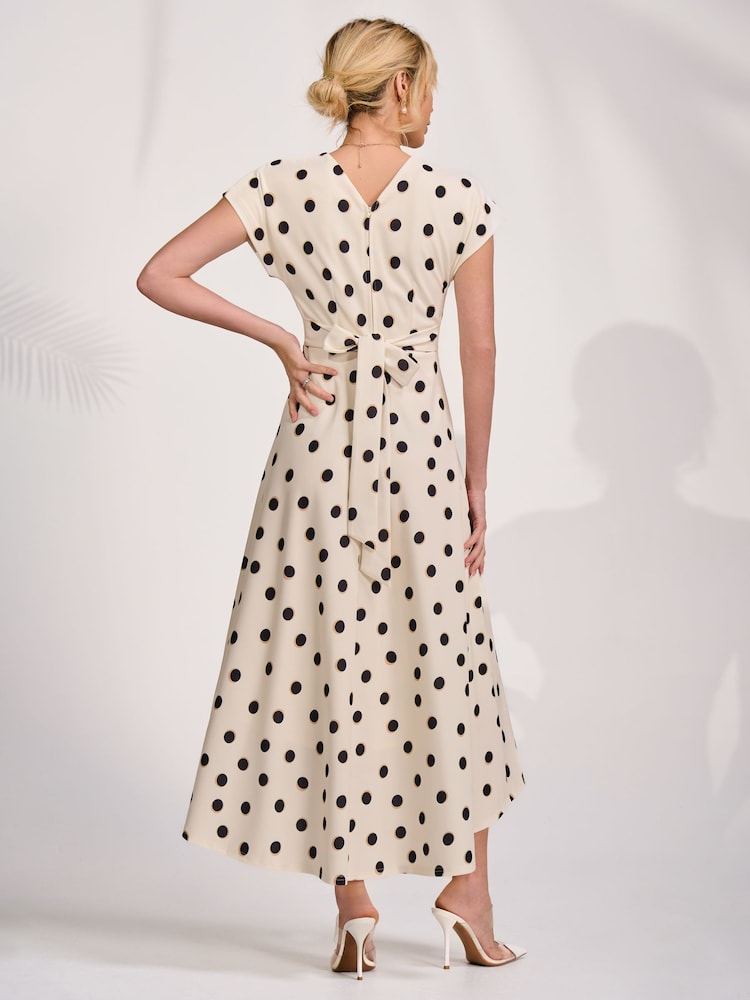 Jolie Moi Cream Printed Scuba Dipped Hem Maxi Dress - Image 2 of 6 Jolie Moi Cream Printed Scuba Dipped Hem Maxi Dress - Image 2 of 6