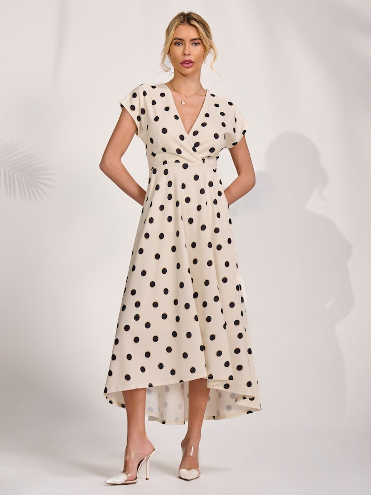 Jolie Moi Cream Printed Scuba Dipped Hem Maxi Dress - Image 6 of 6 Jolie Moi Cream Printed Scuba Dipped Hem Maxi Dress - Image 6 of 6