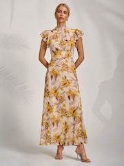 Amarillo - Jolie Moi Alto Neck Ruffle Sleeve Chiffon Maxi Dress - Imagen 5 de 6