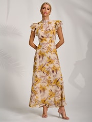 Amarillo - Jolie Moi Alto Neck Ruffle Sleeve Chiffon Maxi Dress - Imagen 6 de 6