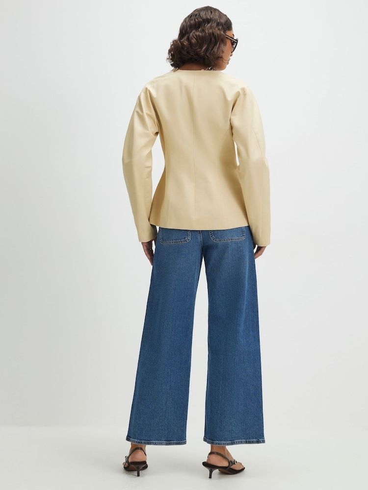 River Island Blue Seamed Cropped Jeans - Image 2 of 5 River Island Blue Seamed Cropped Jeans - Image 2 of 5