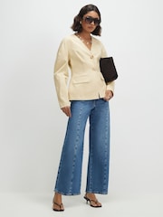 River Island Blue Seamed Cropped Jeans - Image 4 of 5