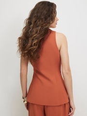 River Island Orange Sleeveless Soft Tie Front Waistcoat Top - Image 2 of 4