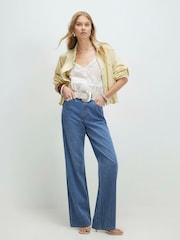 River Island Blue High Rise Relaxed Straight Jeans - Image 1 of 4