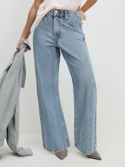 River Island Blue Petite High Rise Relaxed Straight Jeans - Image 1 of 4