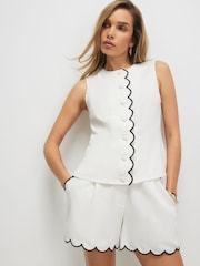 River Island White Scallop Trim Button Waistcoat - Image 2 of 4