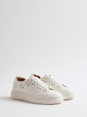 River Island White Scallop Cut Out Lace Up Trainers - Image 3 of 6
