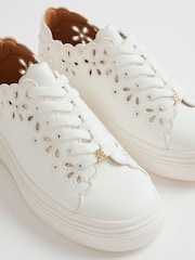 River Island White Scallop Cut Out Lace Up Trainers - Image 5 of 6