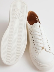 River Island White Scallop Cut Out Lace Up Trainers - Image 6 of 6