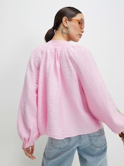River Island Pink Embriodery Conversational Shirt - Image 4 of 4