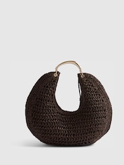 River Island Metal Handle Raffia Scoop Bag - Bild 2 von 6