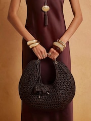 River Island Metal Handle Raffia Scoop Bag - Bild 6 von 6