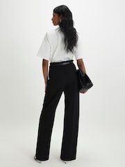 River Island Black Belted Straight Leg Trousers - Image 2 of 4