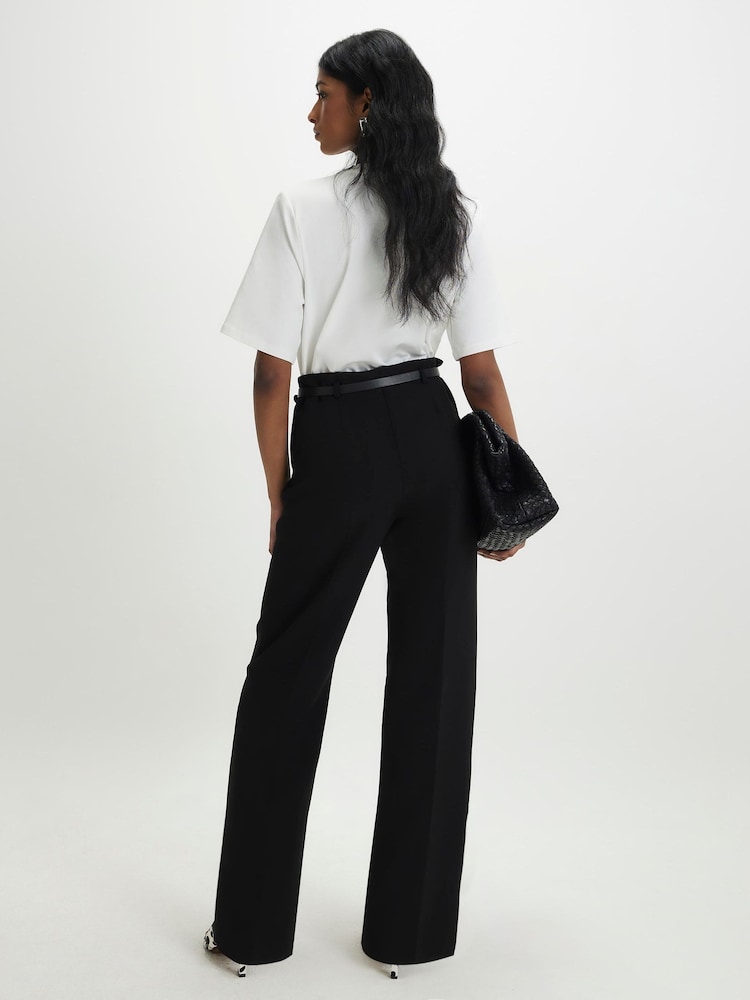 River Island Black Belted Straight Leg Trousers - Image 2 of 4