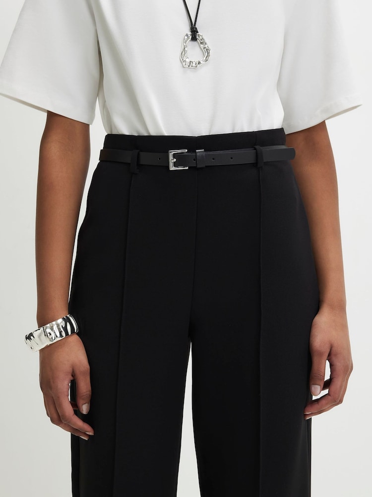 River Island Black Belted Straight Leg Trousers - Image 4 of 4