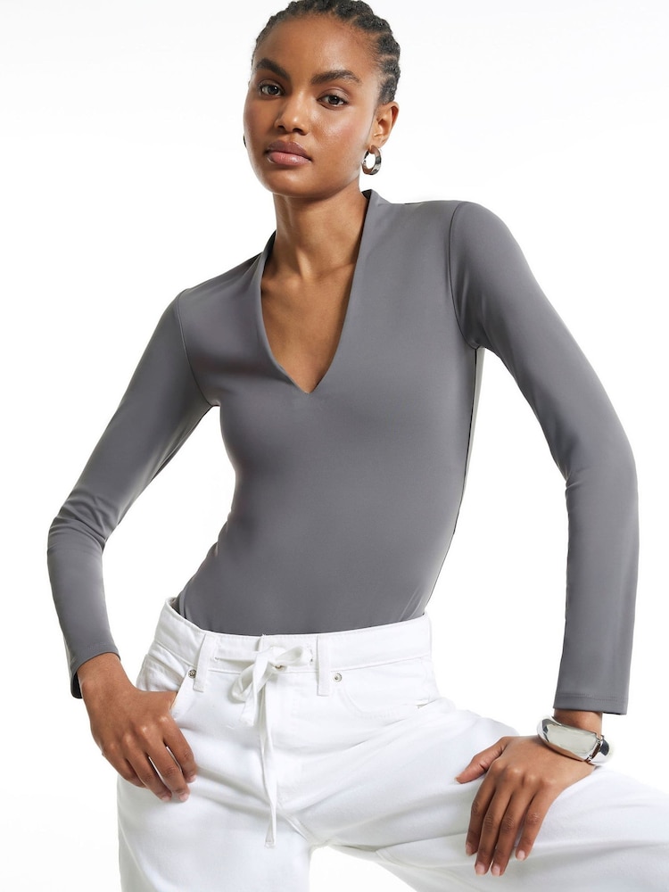 River Island Grey Long Sleeve Plunge Bodysuits 2 Pack - Image 2 of 6