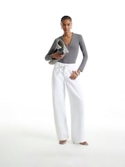 River Island Grey Long Sleeve Plunge Bodysuits 2 Pack - Image 4 of 6