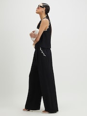 River Island Black Scallop Trim Wide Leg Trousers - Image 2 of 4