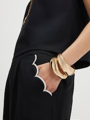 River Island Black Scallop Trim Wide Leg Trousers - Image 3 of 4