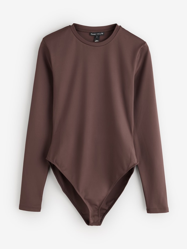 River Island Brown Long Sleeve Crew Neck Bodysuits 2 Pack - Image 2 of 3