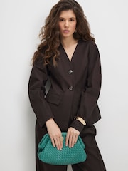River Island Brown Long Sleeve Collarless Blazer - Image 3 of 4