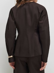 River Island Brown Long Sleeve Collarless Blazer - Image 4 of 4
