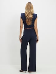 River Island Blue Belted Straight Leg Trousers - Image 2 of 4