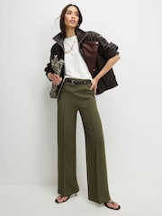 River Island Green Belted Straight Leg Trousers - Image 1 of 4