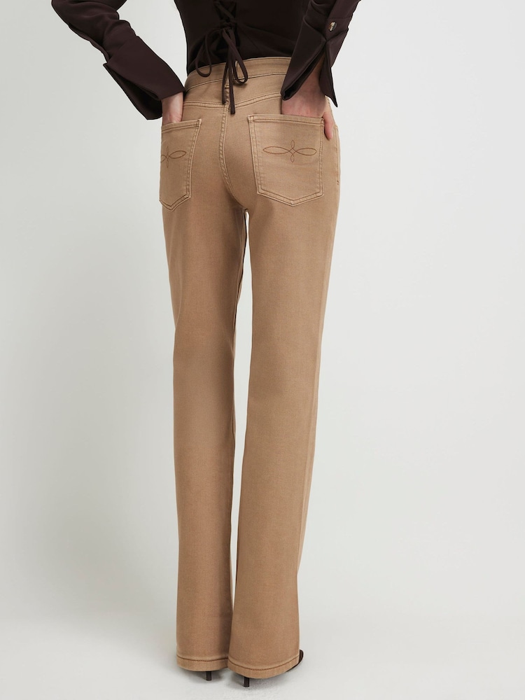 River Island Brown High Rise Stretch Straight Leg Jeans - Image 2 of 4
