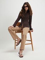 River Island Brown High Rise Stretch Straight Leg Jeans - Image 3 of 4