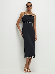 River Island Scallop Hem Maxi Linen Dress - Imagen 2 de 4