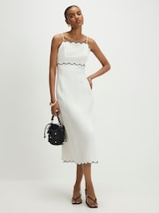 River Island Scallop Hem Maxi Contains Linen Dress - Bild 1 von 4